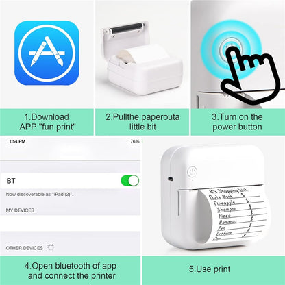 C15 Mini Thermal Printer Mobile Bluetooth-Compatible Label Printer Smart Photo Printer