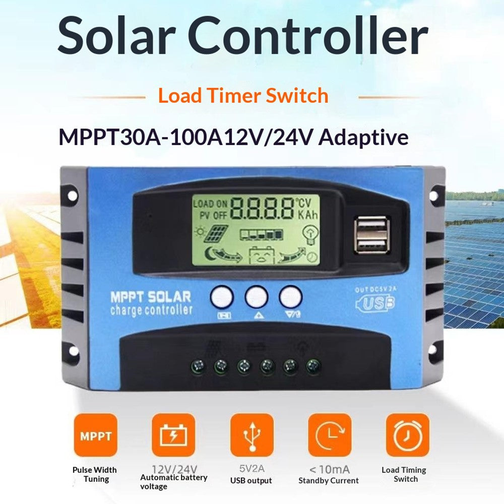 MPPT Solarladeregler mit LCD Display 12V/24V Solarmodul Laderegler