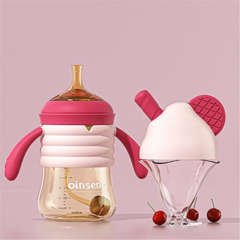 OINSENO 300ml Cute Baby Straw Water Bottle Sippy Cup (No FDA Certification, BPA Free)