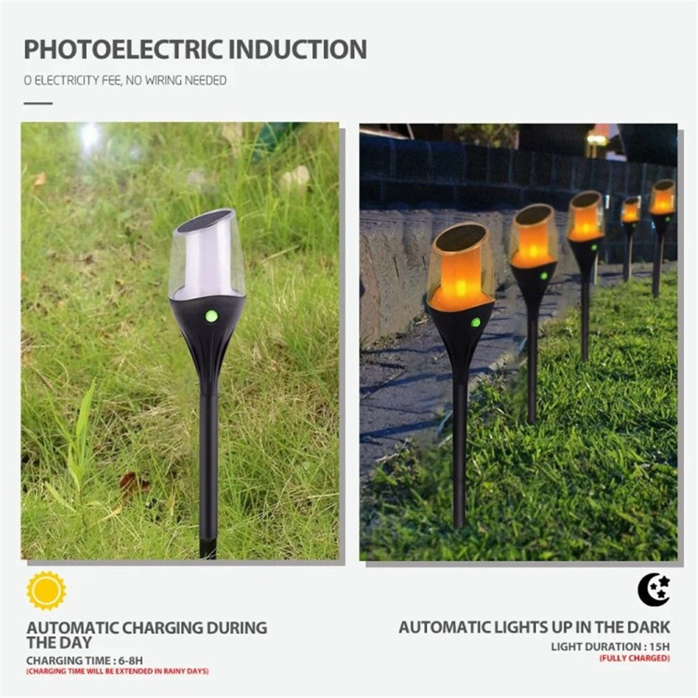 Solar Power Ground Flame Lamp IP65 Waterproof Garden Lawn Landscape LED Light