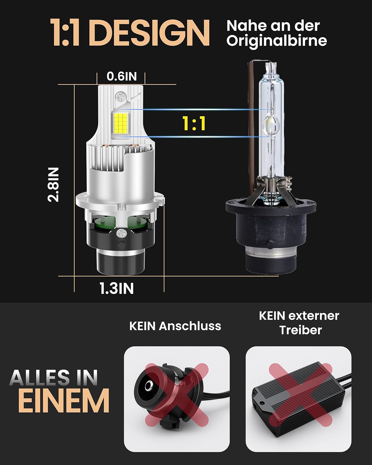 Stellar D2S LED 2026 Upgraded Technologie (1 Paar / 2 Stück)