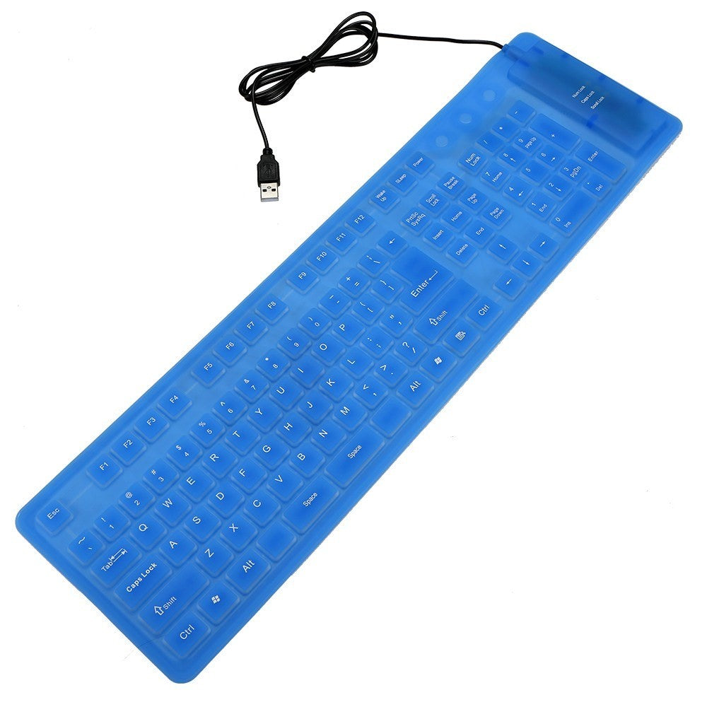 108 Keys USB Silicone Foldable Keyboard  Waterproof Dustproof USB Silent Keys