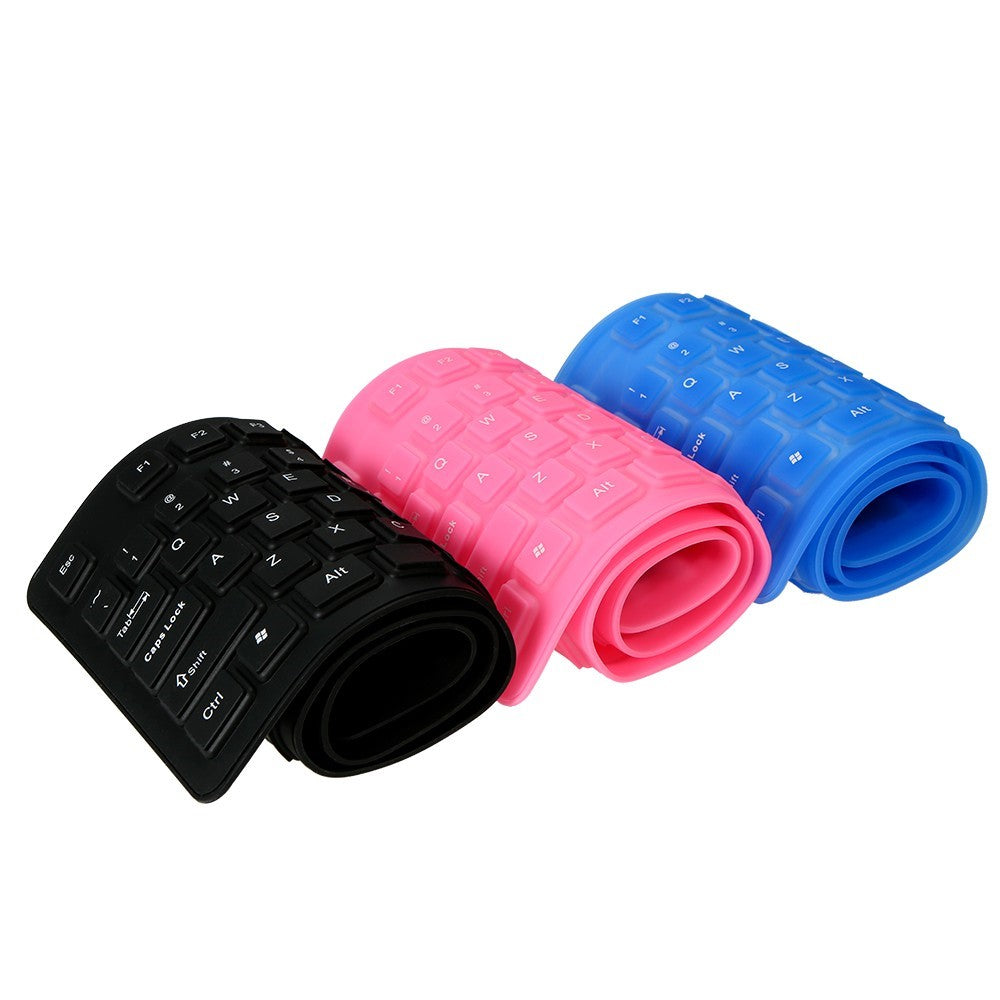 108 Keys USB Silicone Foldable Keyboard  Waterproof Dustproof USB Silent Keys