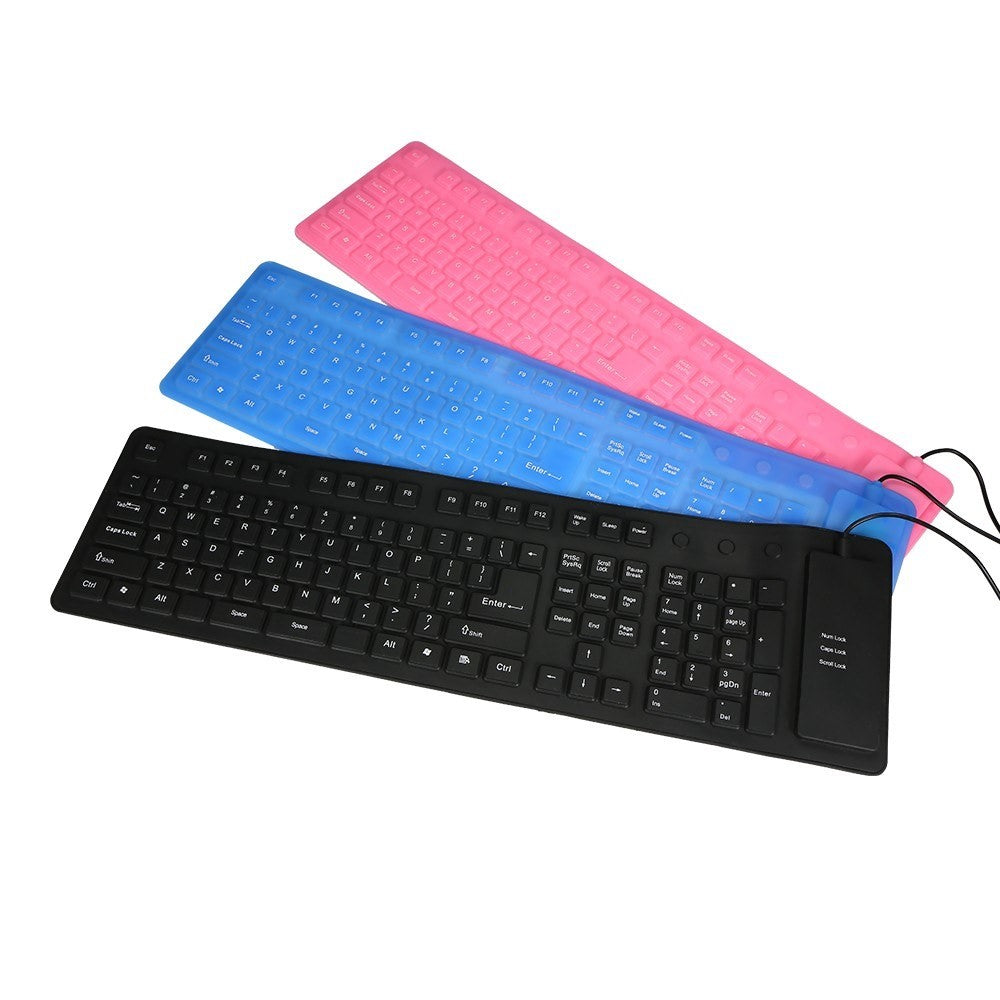 108 Keys USB Silicone Foldable Keyboard  Waterproof Dustproof USB Silent Keys