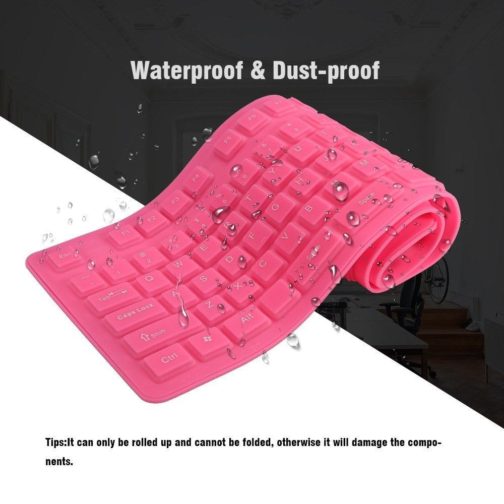 108 Keys USB Silicone Foldable Keyboard  Waterproof Dustproof USB Silent Keys