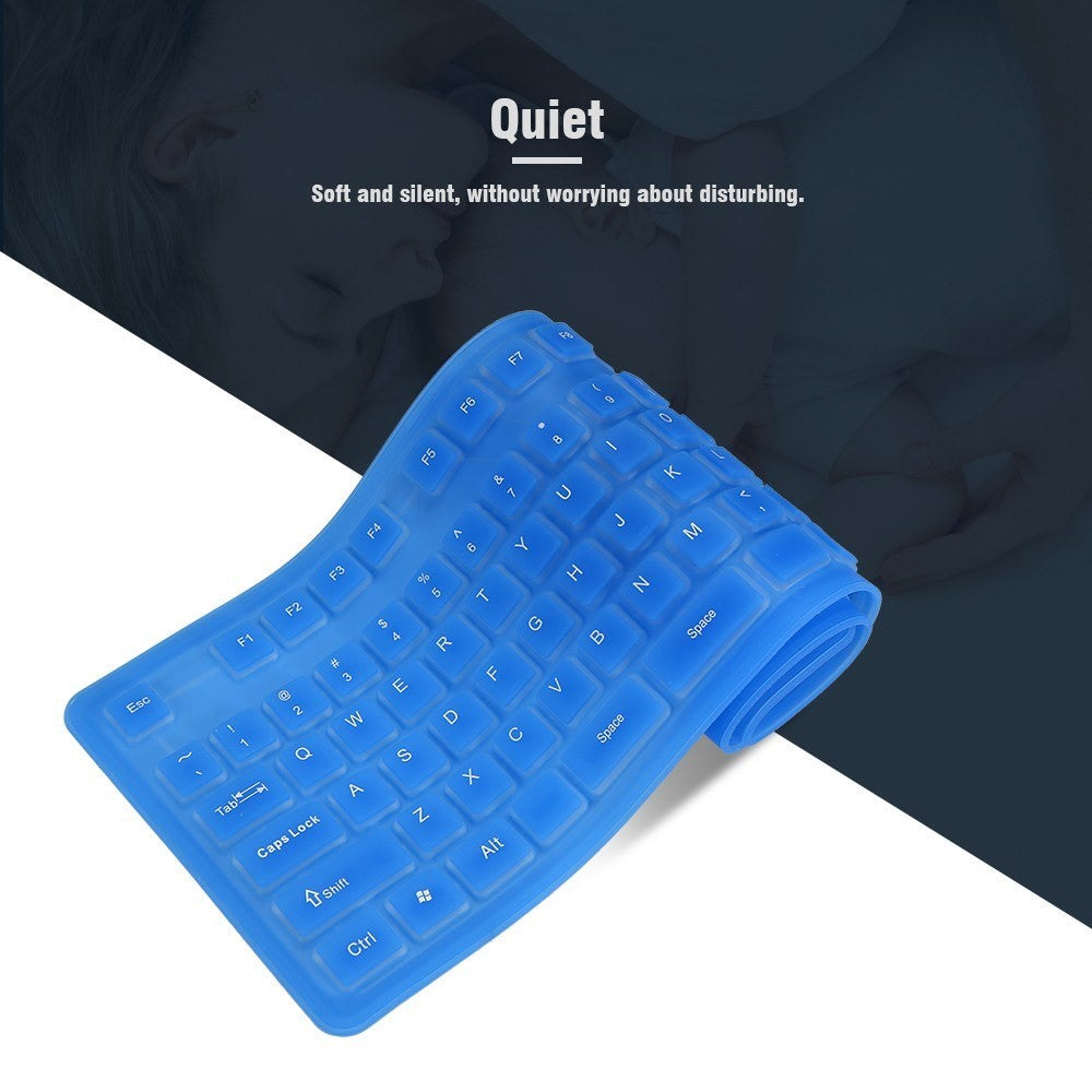108 Keys USB Silicone Foldable Keyboard  Waterproof Dustproof USB Silent Keys