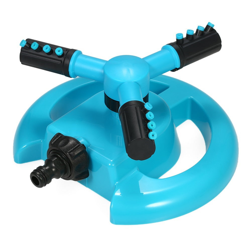 360° Rotating Automatic Lawn Watering Garden Sprinkler 3-Arm Sprayers Adjustable Irrigation System