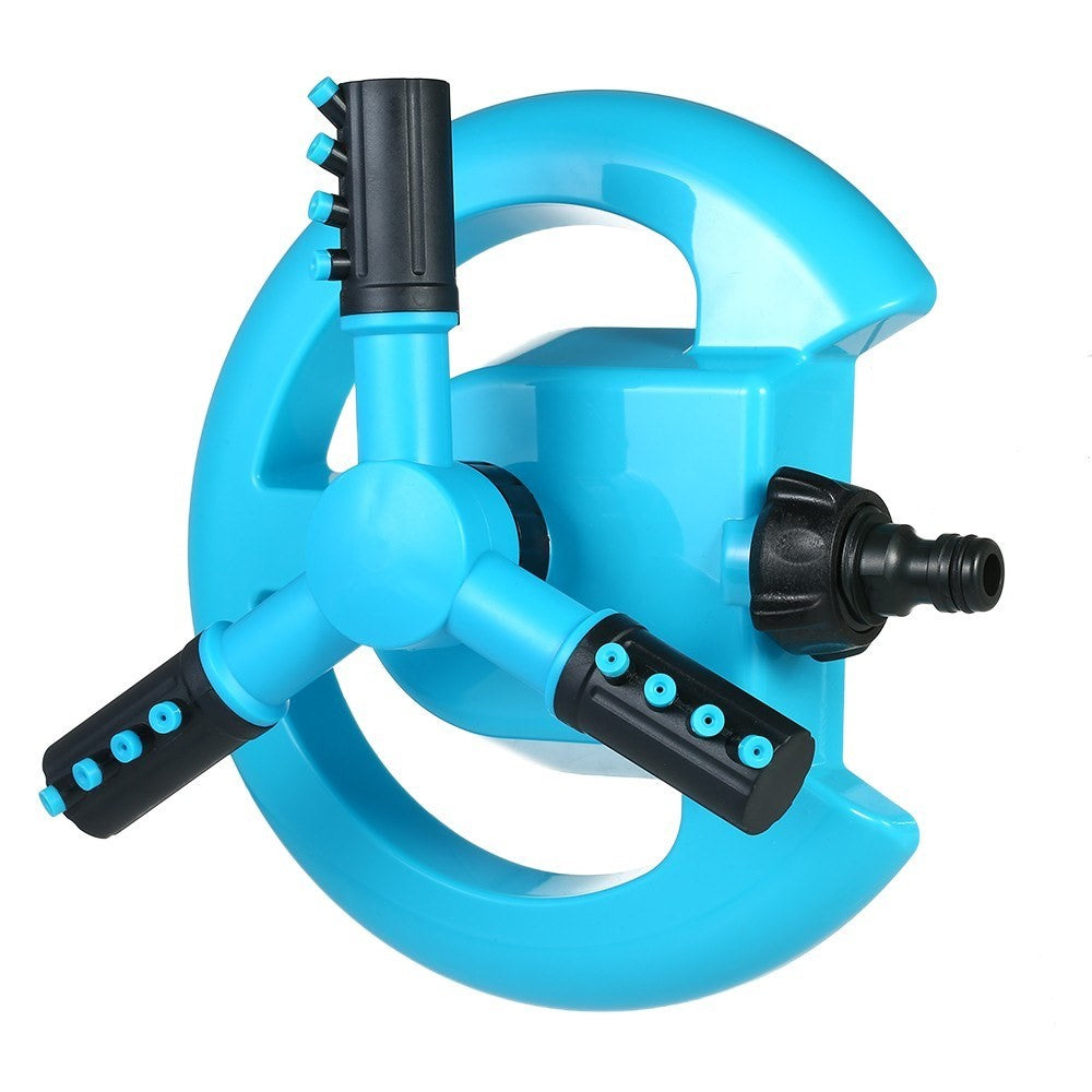 360° Rotating Automatic Lawn Watering Garden Sprinkler 3-Arm Sprayers Adjustable Irrigation System
