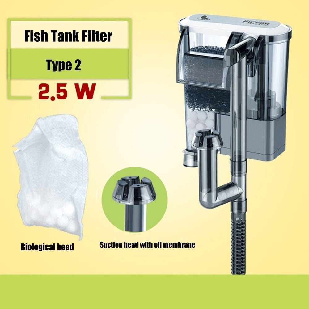 Fish Tank Filter Aquarium External Filter Waterfall Suspension Oxygen Pump Submersible Hanging Fliter