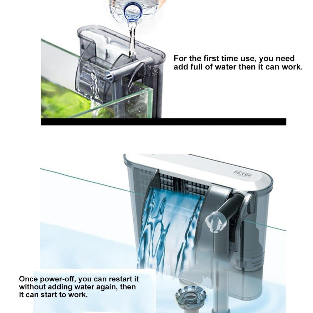 Fish Tank Filter Aquarium External Filter Waterfall Suspension Oxygen Pump Submersible Hanging Fliter