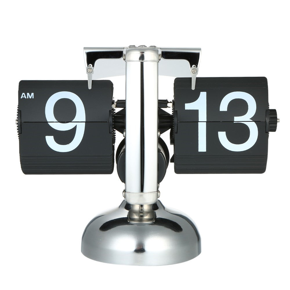 Flip Desk Clock Quiet Small Scale Table Clock Retro Style Digital Display Gear Operated Home Office Decor Quartz Clock