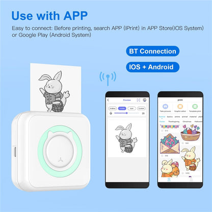 Mini Photo Printer Portable 203DPI Bluetooth-compatible Thermal Printing Machine for iOS Android
