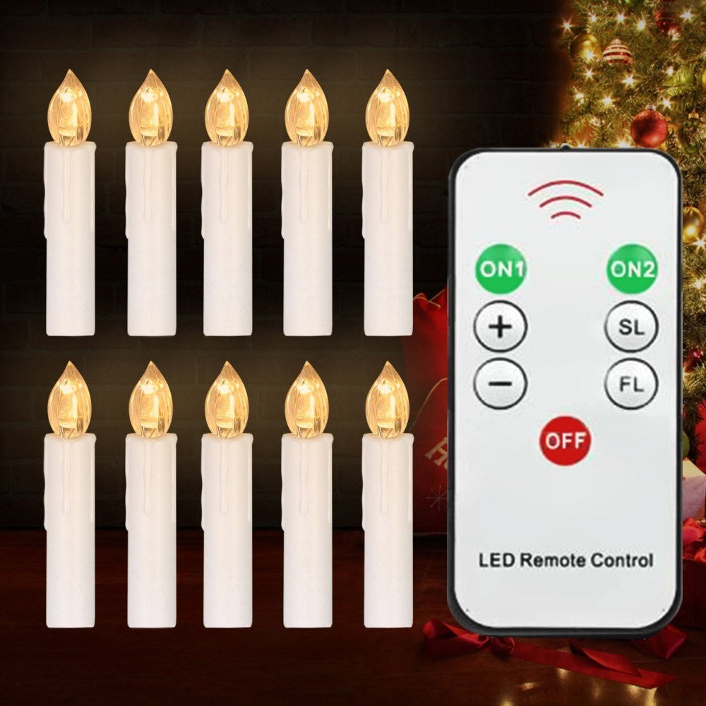 Realistic Warm White LED Flameless Candles with Remote Control for Party Decoration