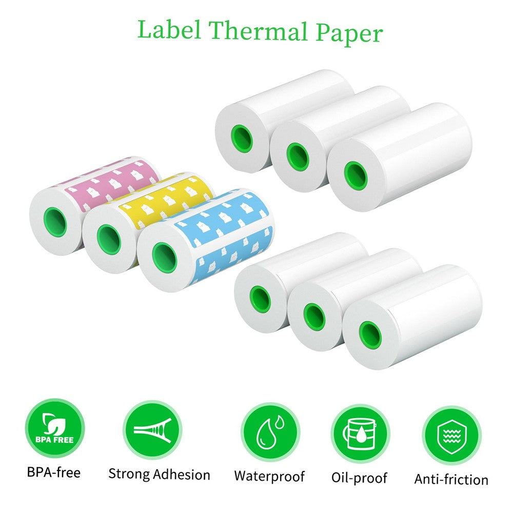 PERIPAGE 3Pcs/Set 15mm Waterproof Oil-proof Label Thermal Paper Self-Adhesive Sticker Printable Paper Roll Label Paper Clear Printing for PeriPage A6/A9/A9s/A9 Pro/A9 Max/A9s Max