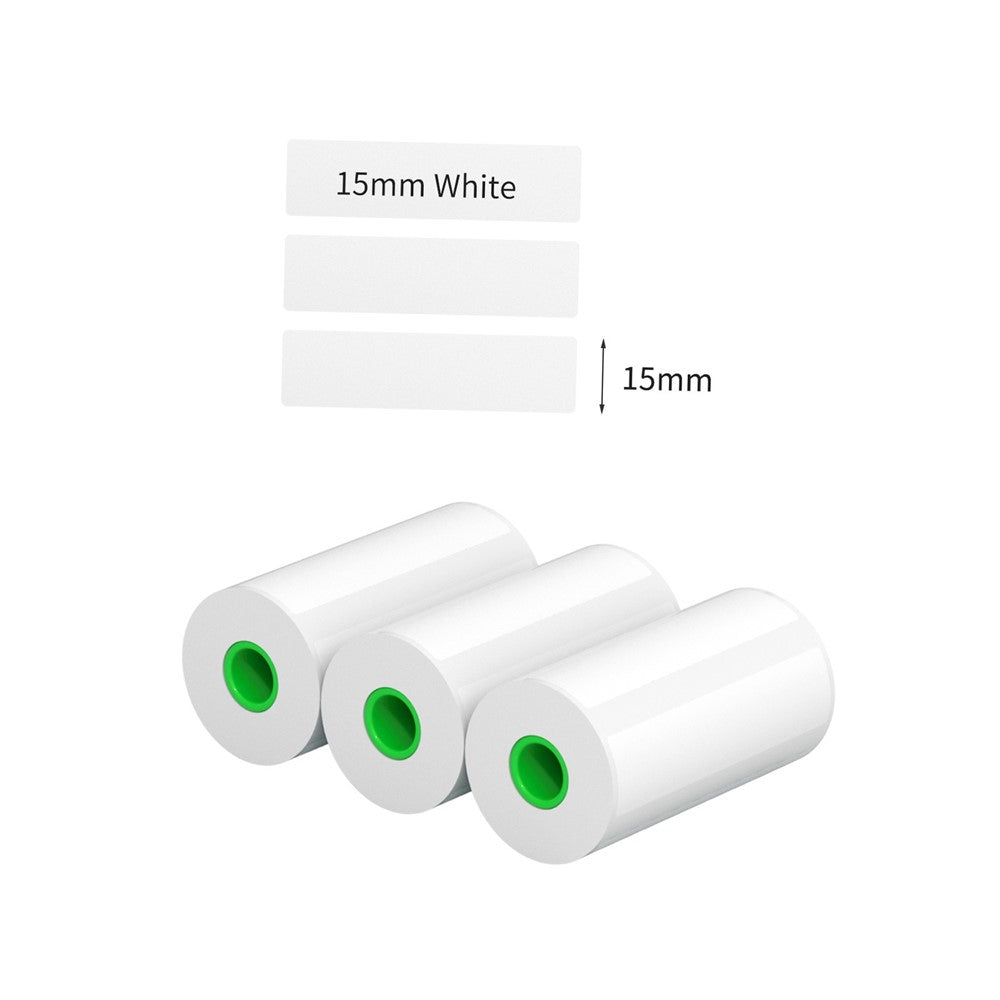 PERIPAGE 3Pcs/Set 15mm Waterproof Oil-proof Label Thermal Paper Self-Adhesive Sticker Printable Paper Roll Label Paper Clear Printing for PeriPage A6/A9/A9s/A9 Pro/A9 Max/A9s Max