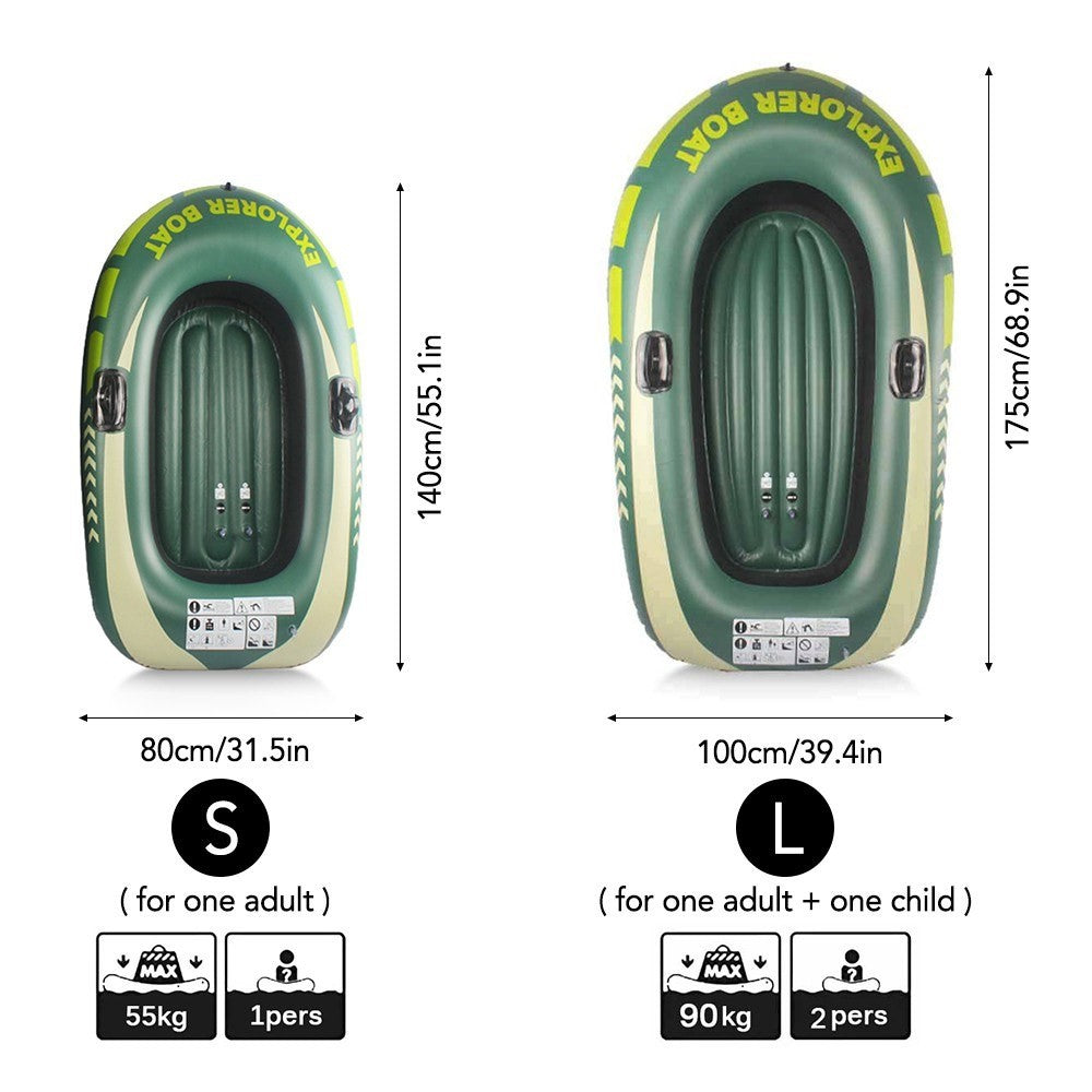 Inflatable Boat Fishing Boat with Double Valve for One Adult and One Child Summer Fun Boat Canoe Kayak