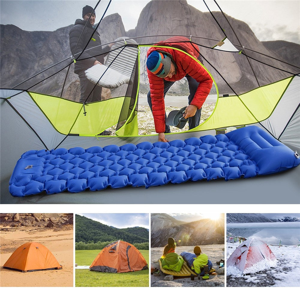 Camping Mat Ultralight Inflatable Sleeping Mattress Hiking Trekking Portable Travel Waterproof Sleeping Folding Bed with Air Pillow