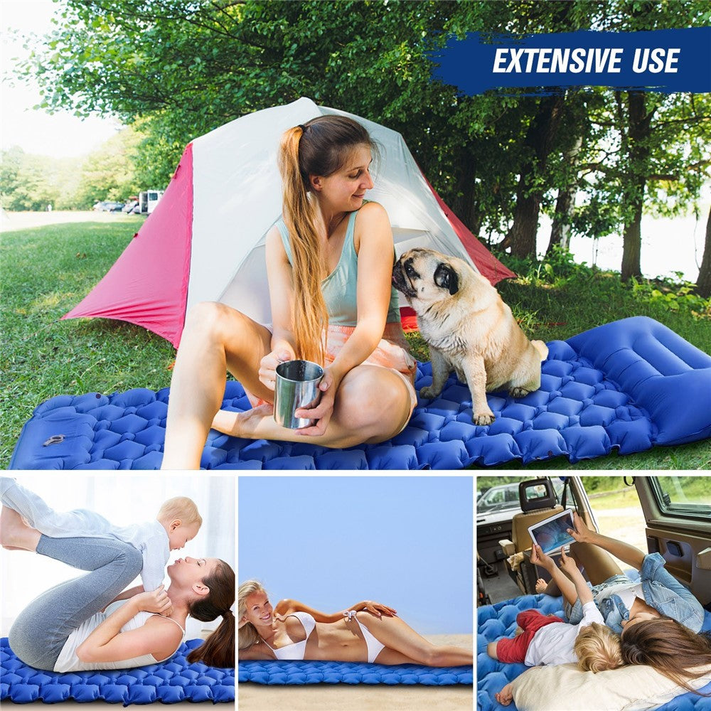 Camping Mat Ultralight Inflatable Sleeping Mattress Hiking Trekking Portable Travel Waterproof Sleeping Folding Bed with Air Pillow
