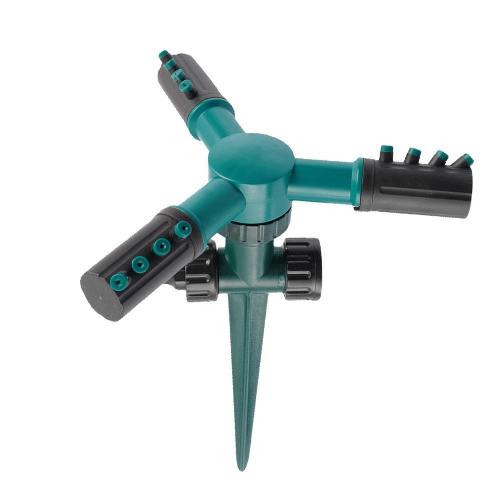 Garden Sprinkler Water Sprinkler Automatic 360-degree Rotating 3 Arms Sprayer Lawn Irrigation System with Plastic Ground Plug