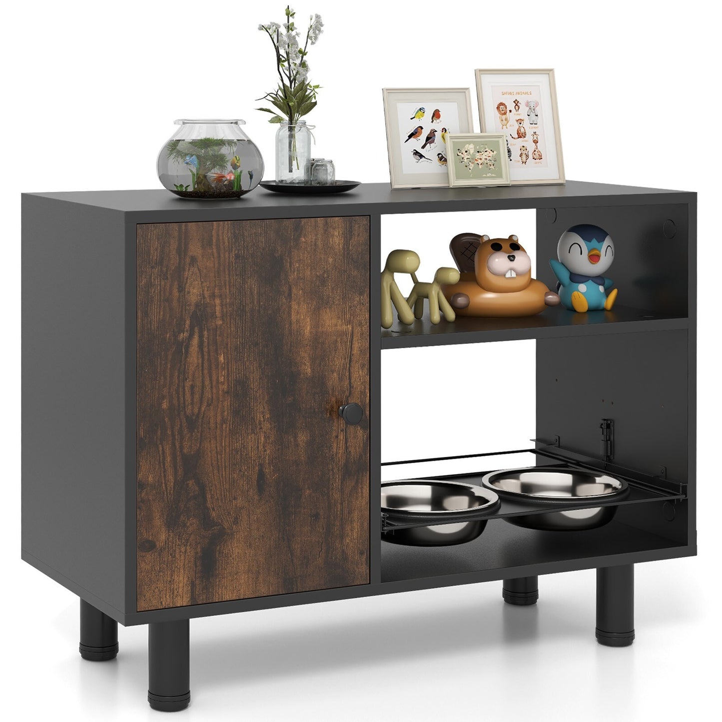 Futterschrank Futterstation Futternapf Hundefutter Mit 2 Edelstahlnäpfe