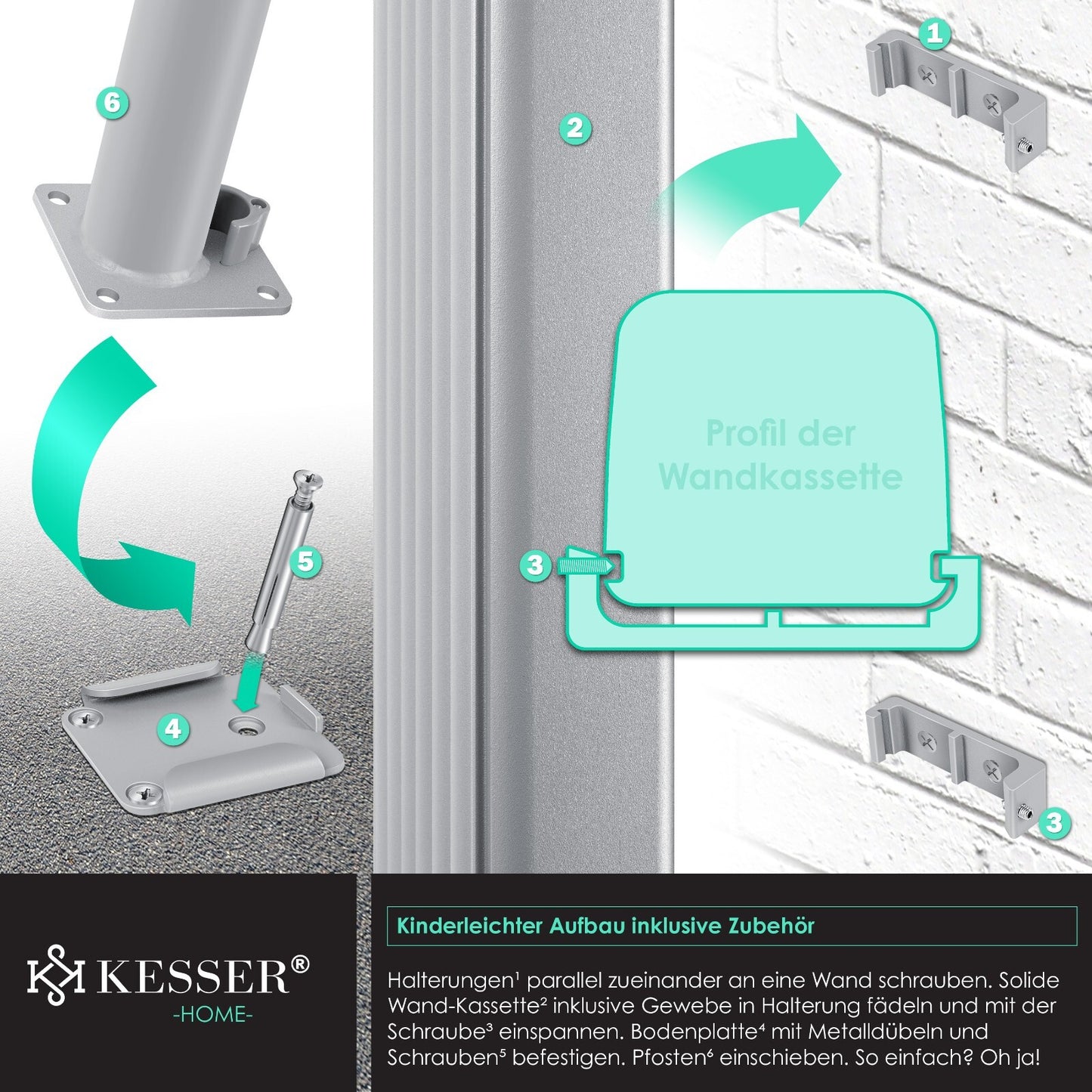 KESSER® Alu Seitenmarkise Ausziehbar Markise Wind Sonne Sicht Schutz Seitenrollo