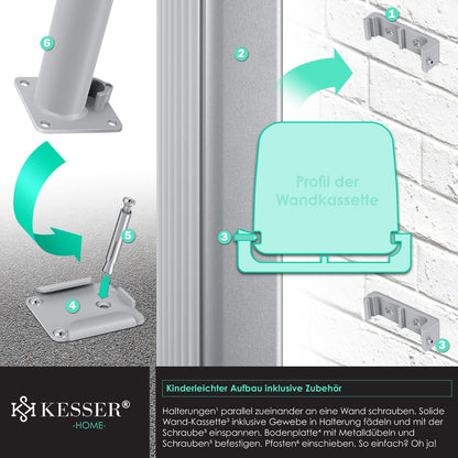 KESSER® Alu Seitenmarkise Ausziehbar Markise Wind Sonne Sicht Schutz Seitenrollo
