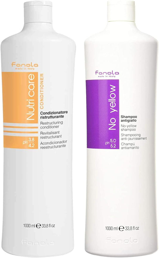Fanola No Yellow Anti-Gelb-Shampoo + Nutri Care Conditioner - 2000 Ml