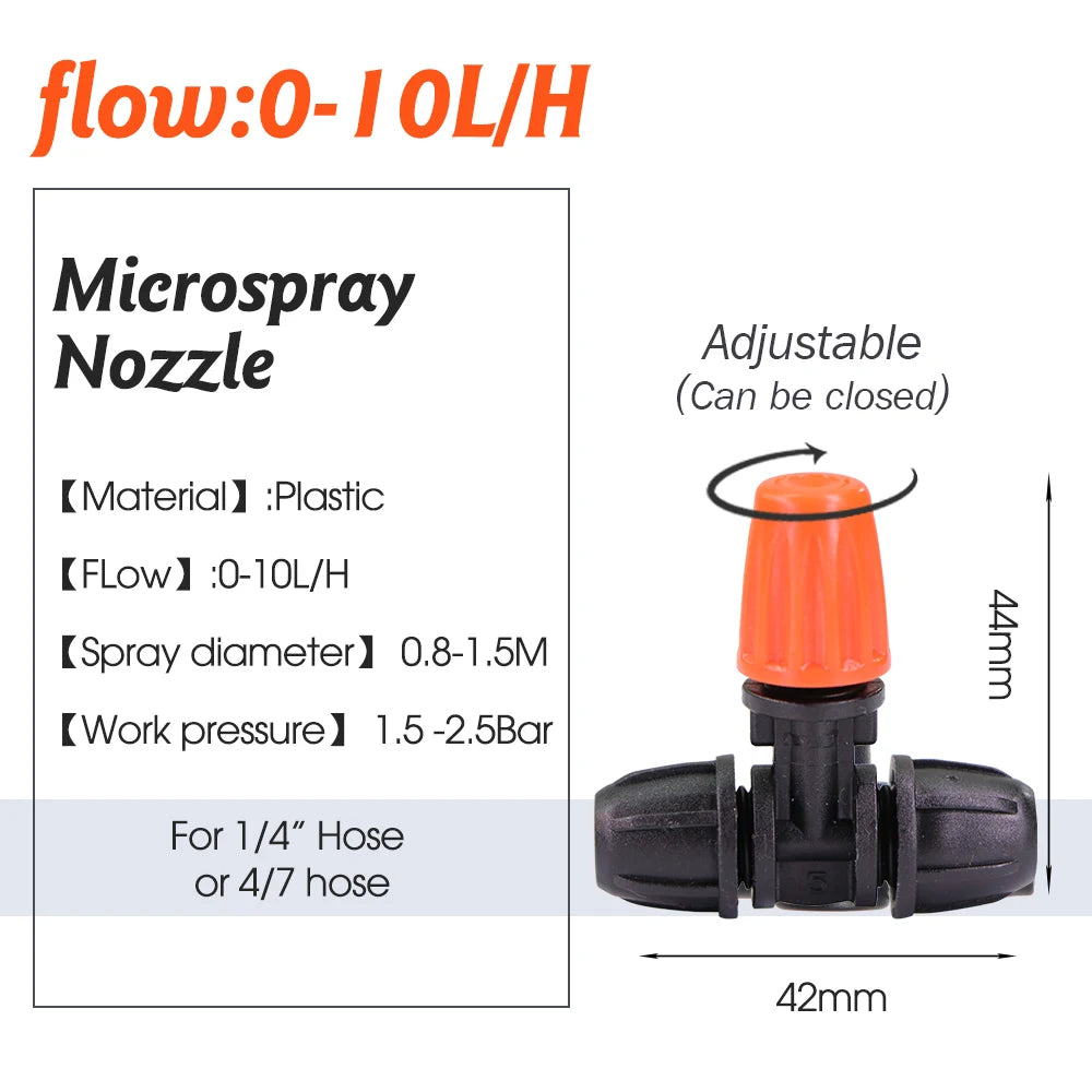 15-teiliges Nebeldüsen-Set für Gartenbewässerung – 1/4” Sprühdüsen mit Verriegelung für 4/7 mm Schlauch