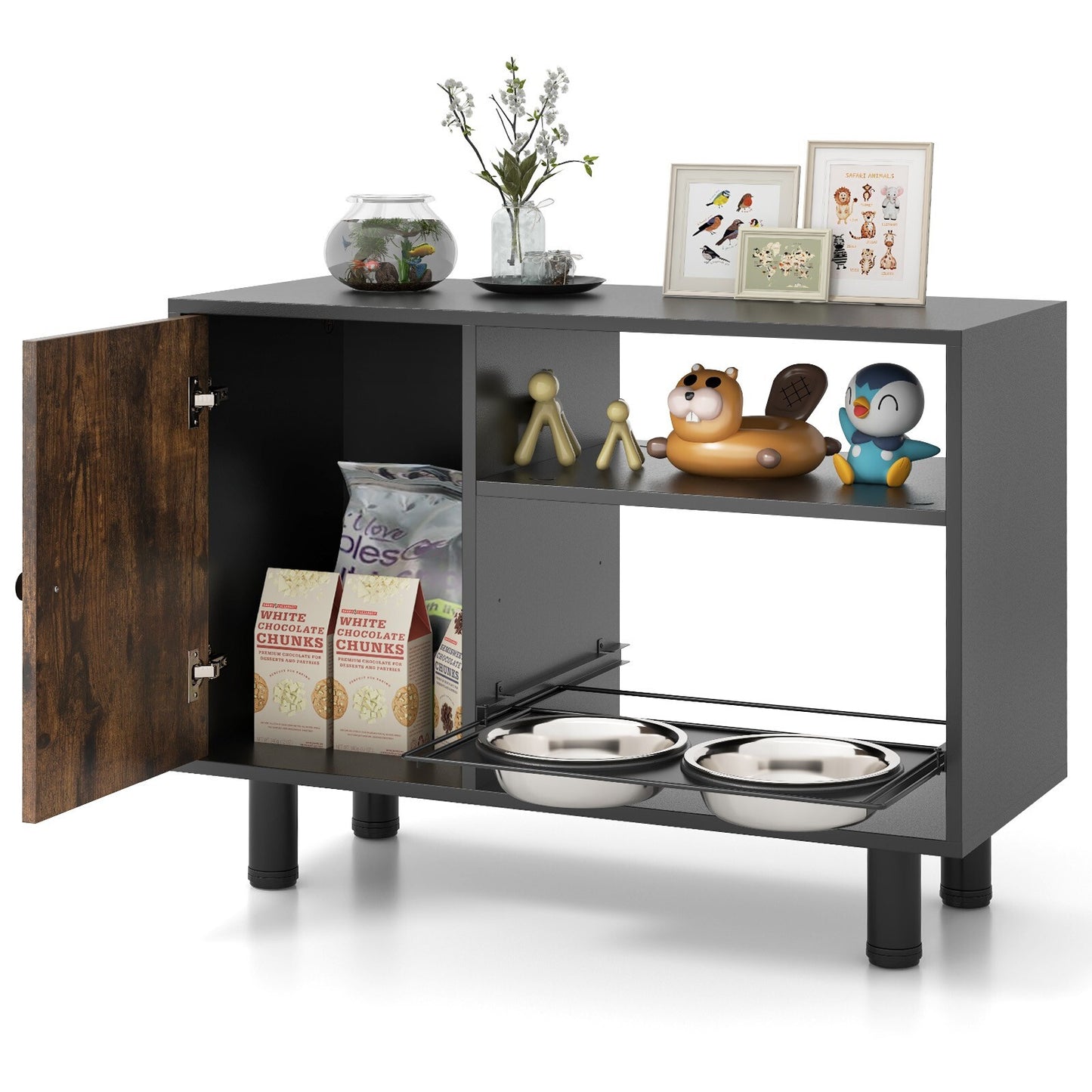 Futterschrank Futterstation Futternapf Hundefutter Mit 2 Edelstahlnäpfe