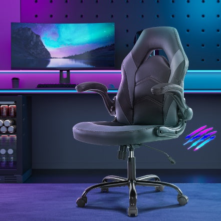Ergonomischer Gaming- & Bürostuhl aus PU-Leder mit Drehfunktion und komfortabler Lendenwirbelstütze