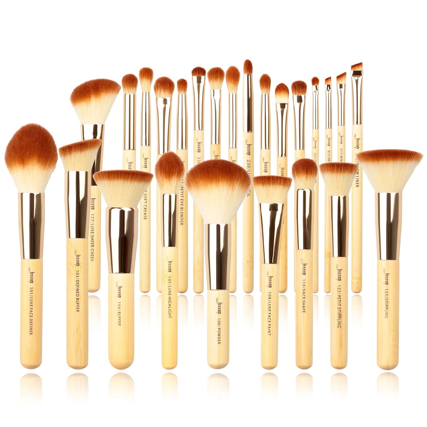 Jessup Make-Up-Pinsel-Set Aus Bambus T135, 25 Stück, Grundierung, Puder,