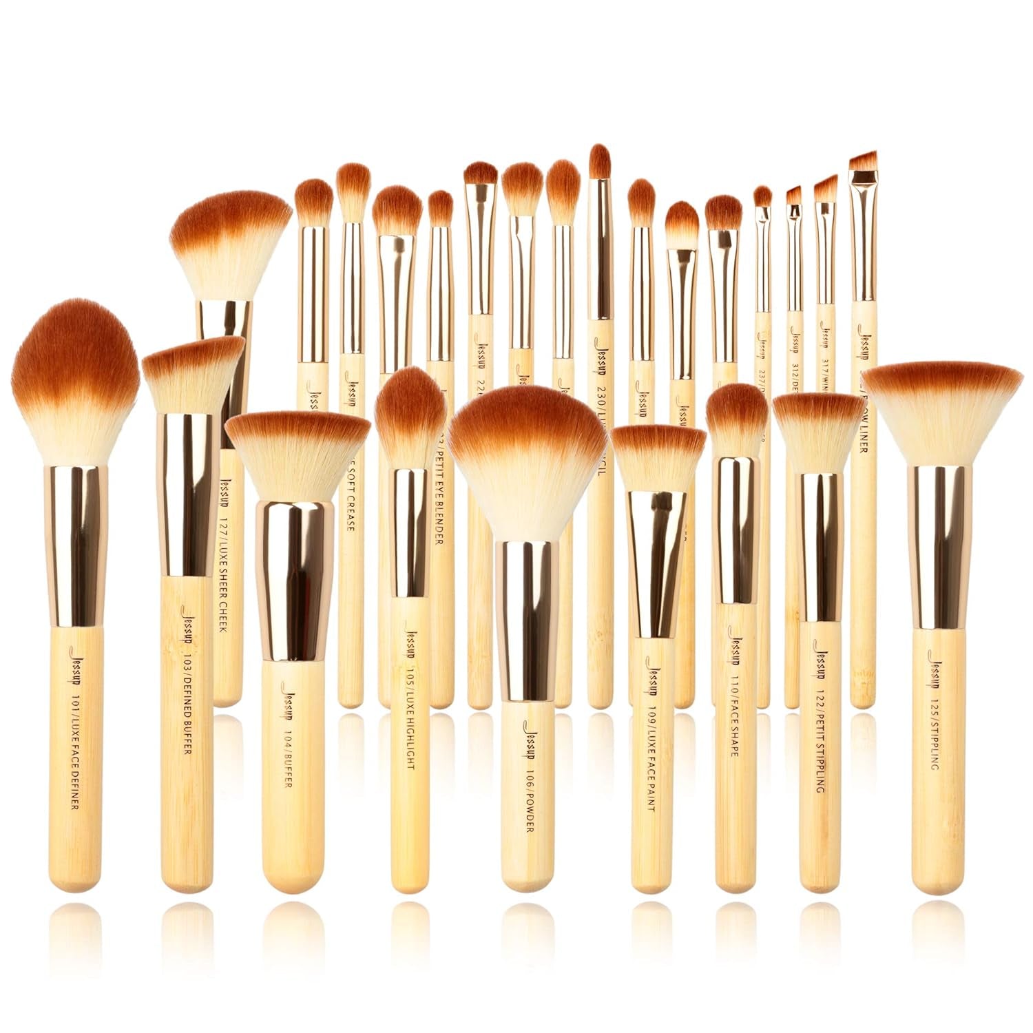 Jessup Make-Up-Pinsel-Set Aus Bambus T135, 25 Stück, Grundierung, Puder,