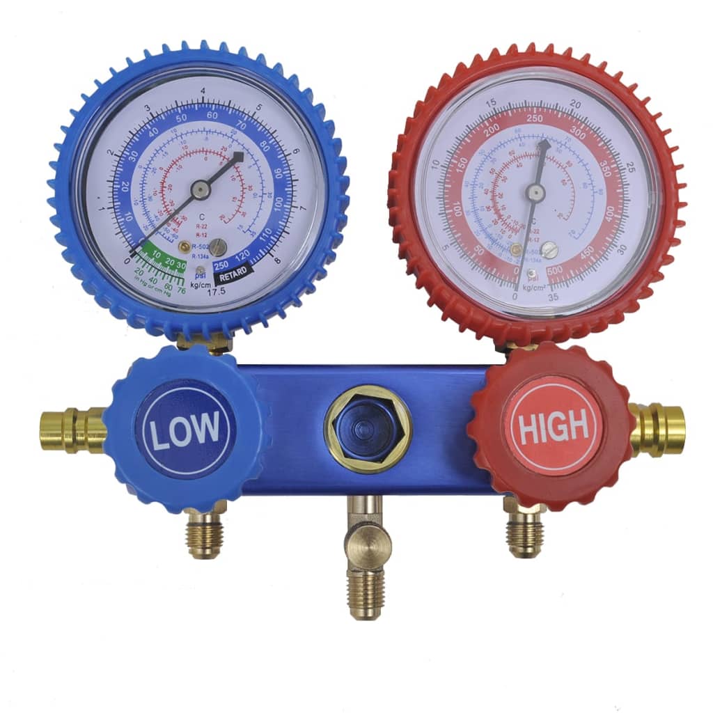 Vakuumpumpe Einstufig mit 2-Wege-Verteiler-Manometer Set