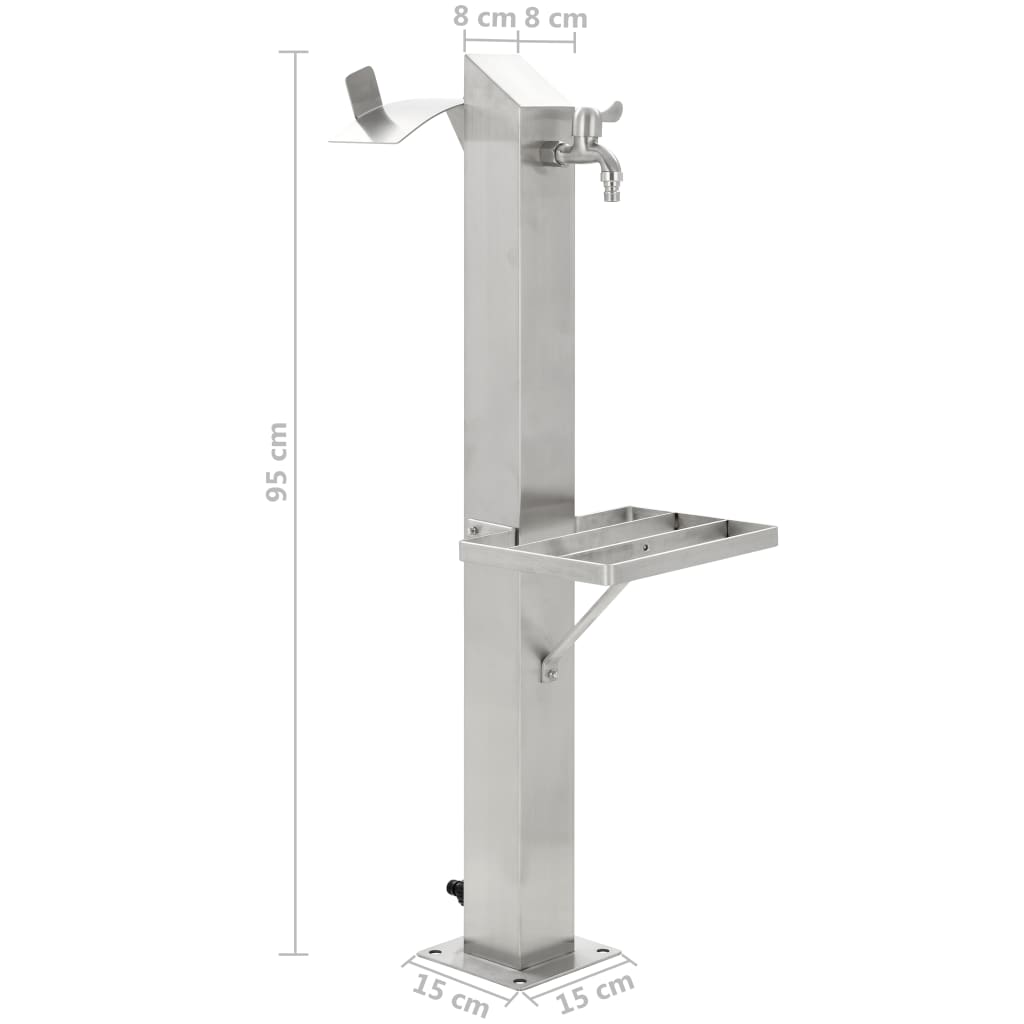 vidaXL Wassersäule Edelstahl 95 cm Wasserhahn